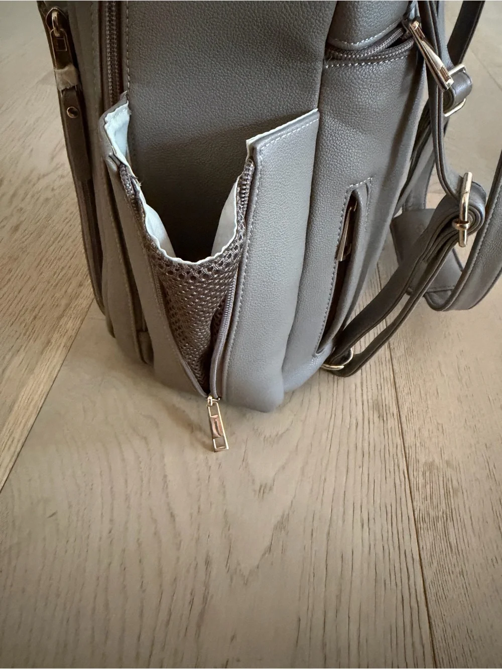 Ayla & Co ‘The Ayla’ taupe vegan leather diaper bag with accessories